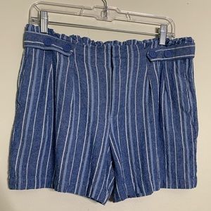Definitions Linen Striped High Rise Shorts Sz M